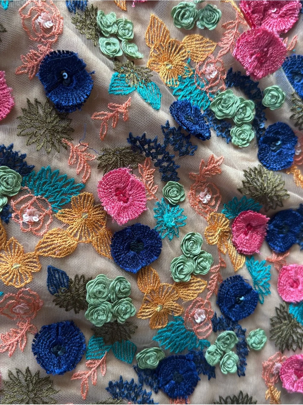 Bhanuni Multicolor Embroidered Hair Trim - Floral Accent